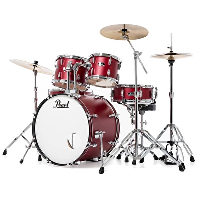 PEARL RS525SBC/C747 Roadshow Matte Red 5 Parça (22B/10T/12T/16F/14S) Aksamlı ve Zilli Akustik Davul Seti